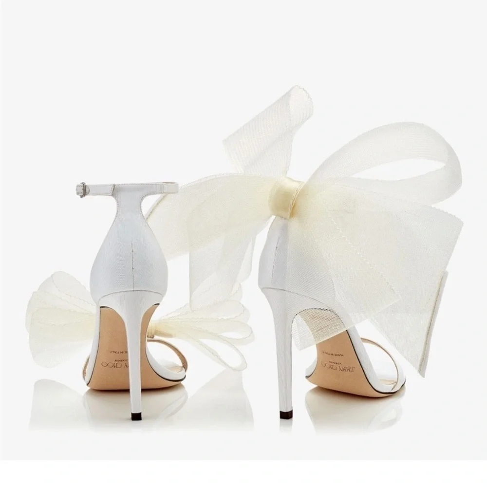 Jimmy Choo Aveline 100MM Tulle Bow Heels